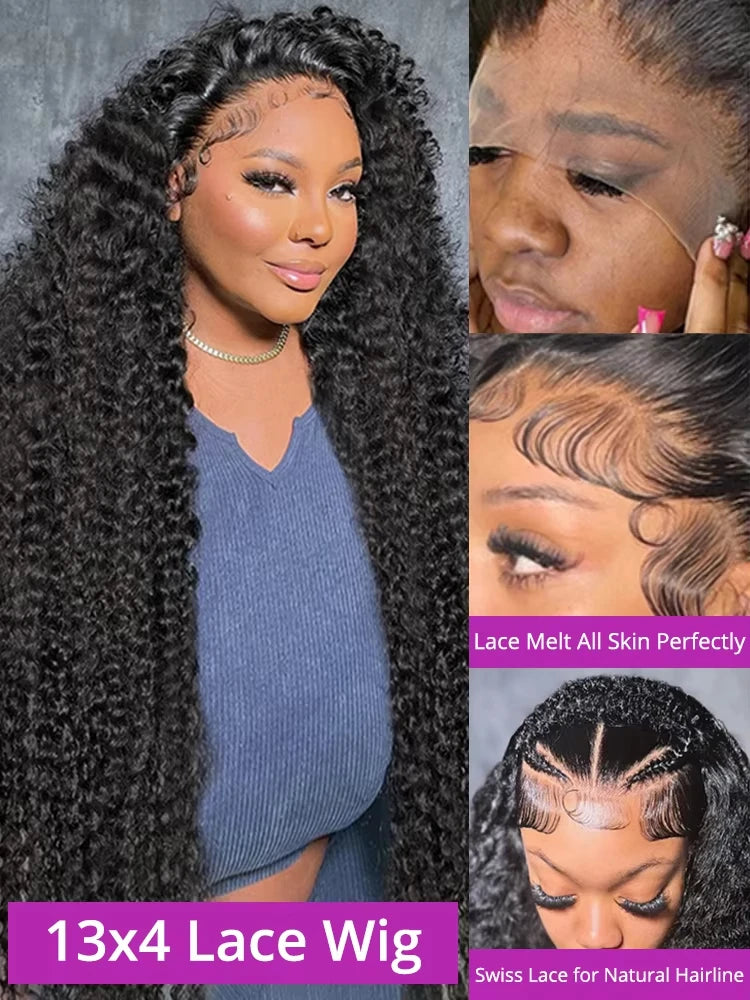 HD Transparent 13x6 Lace Frontal Wigs Brazilian Remy Human Hair Wig Curly Deep Wave Lace Front Preplucked Water Wave