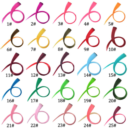 Synthetic Long Straight One Clip In Hair Extensions High Temperature Hairpieces Rainbow Colors Brown For White Women Chorliss