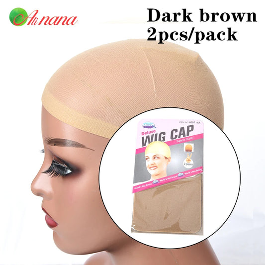 2 pcs/ Pack Wig Caps Hair Nets Weave Hairnets Wig Nets Stretch Mesh Caps Stocking Caps for Making Wigs Free Size Wig Accessories