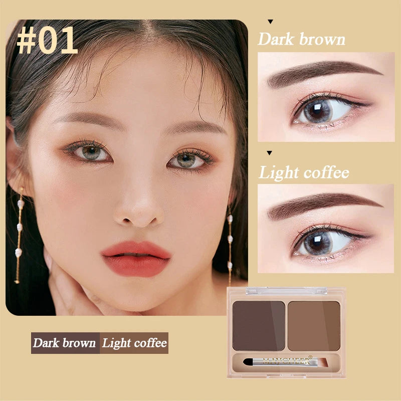 2Color Eyeshadow Powder Makeup Black Brown Coffee Waterproof Eyebrow Powder Eye Shadow Eye Brow Palette with Brush Eyebrow Cream