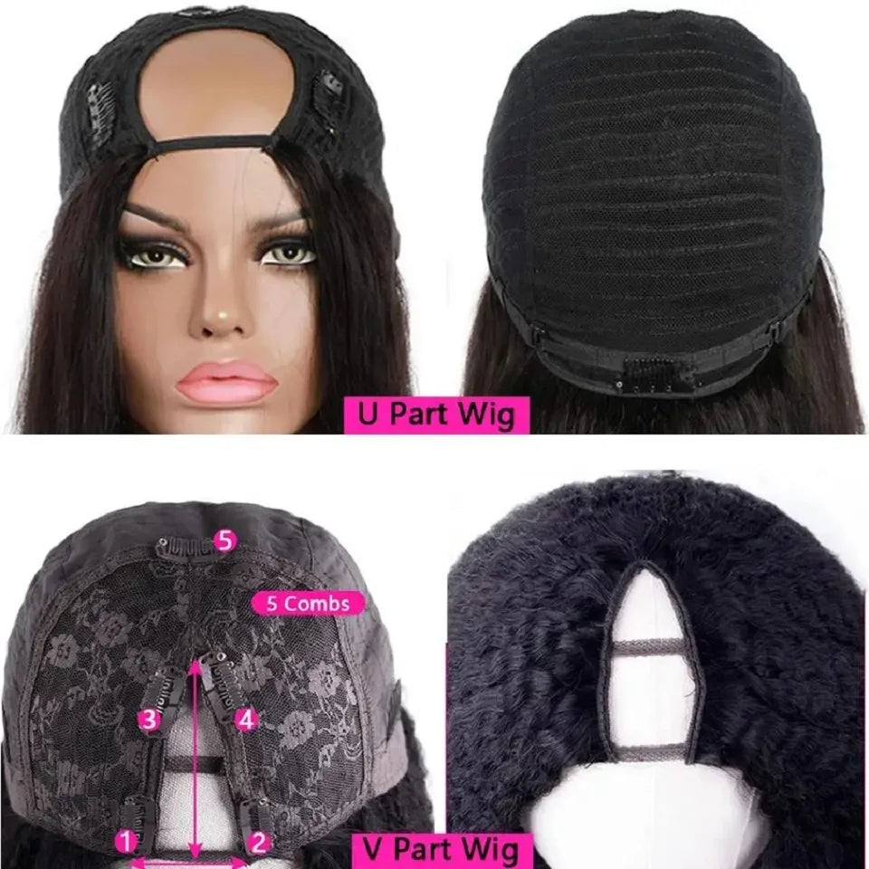 250% Body Wave V Part Wig No Leave Out No Glue Brazilian Remy U Part Human Hair Wave Wigs for Women 16-34 Inch on Clearance Sale