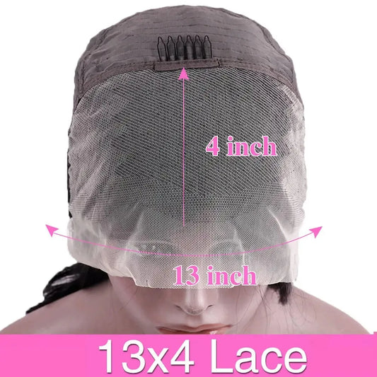 13x4 Body Wave Lace frontal Wig Human Hair Preplucked Brazilian Remy 100% Human Hair Water Wave Transparent Lace Wigs For Women