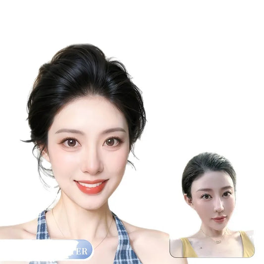 Wig, Female Real Hair, Top Reissue, Increased Hair Volume, No Trace, White Hair, High Cranial Top Bangs Wig