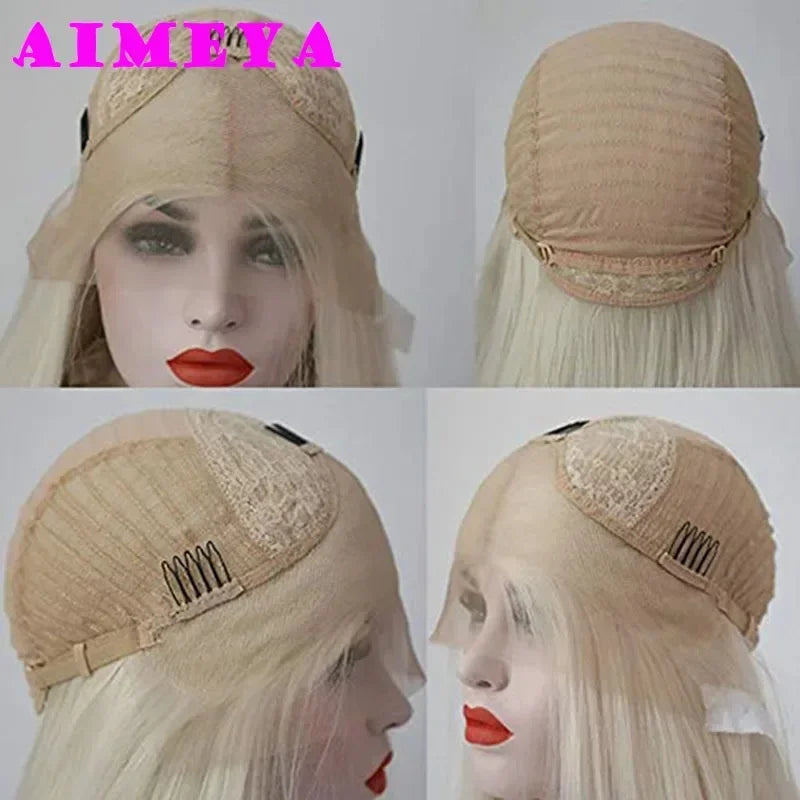 AIMEYA Lace Wig Synthetic Long Body Wave Lace Front Wig Mint Heat Resistant Hair Lace Daily Use Cosplay Wig