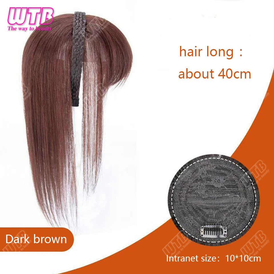 WTB Hairband wig bangs wig female one natural curly hair covered white hair on the top of the head thin bangs wig piece