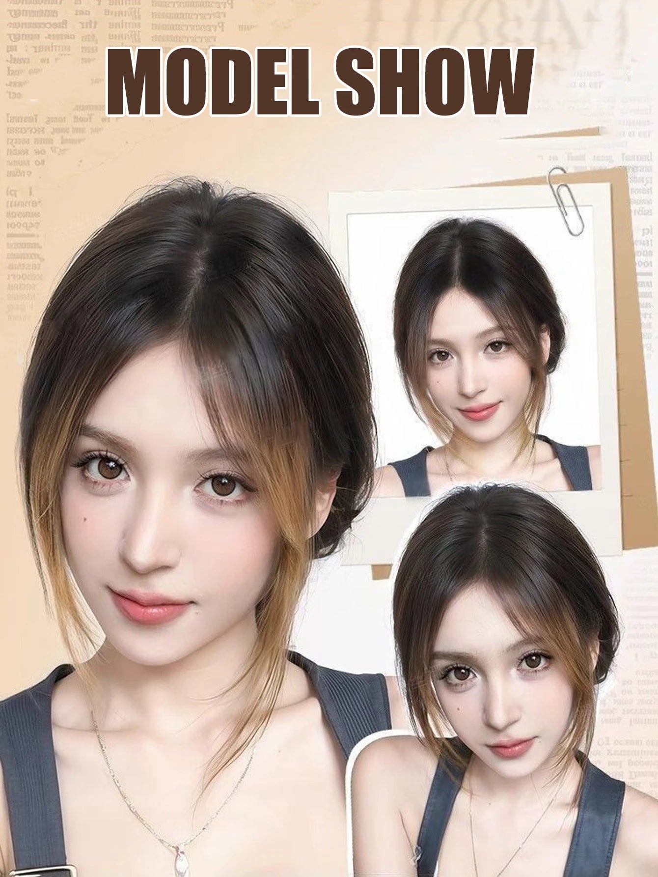 OLACARE Synthetic Bangs Wig For Women On Top Of Head To Cover White Hair And Increase Hair Volume Wig Pieces