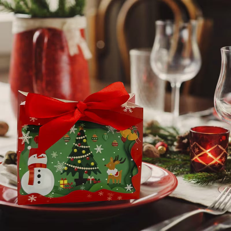 Festive Mini Christmas Bags w/ribbon