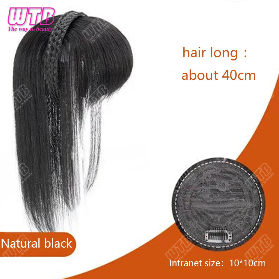 WTB Hairband wig bangs wig female one natural curly hair covered white hair on the top of the head thin bangs wig piece