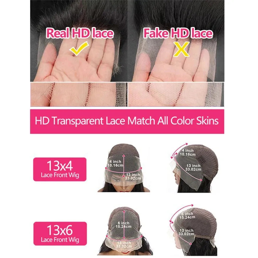 13x4 Body Wave Lace frontal Wig Human Hair Preplucked Brazilian Remy 100% Human Hair Water Wave Transparent Lace Wigs For Women