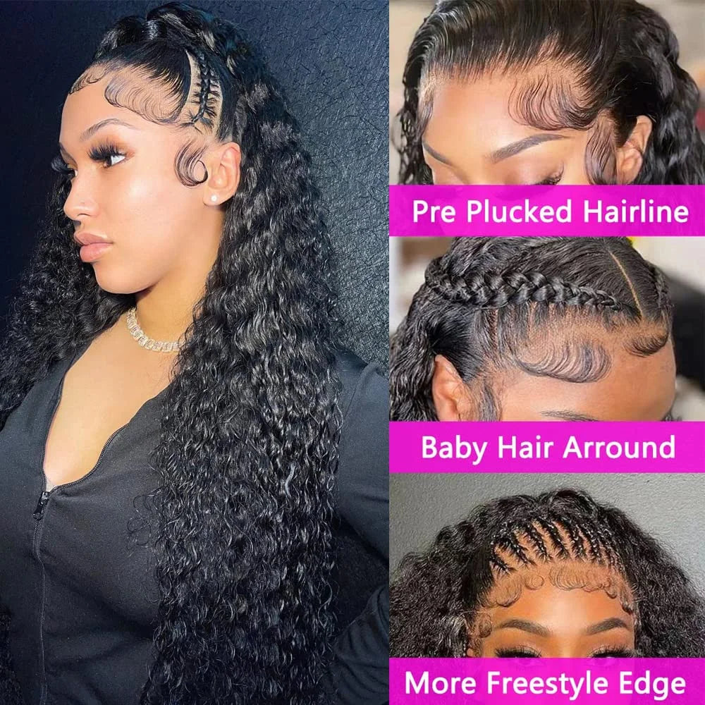 30 Inch Water Wave Lace Frontal Wig Human Hair Curly 13x6 13x4 HD Lace Front Wig Pre Plucked Deep Wave Human Hair Wigs For Women