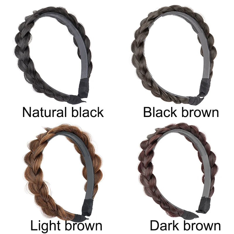 Women Synthetic Wig Twist  Braided Headband Hoop Fashion Hair Accessories Elastic Non-slip Band For Women And Girl