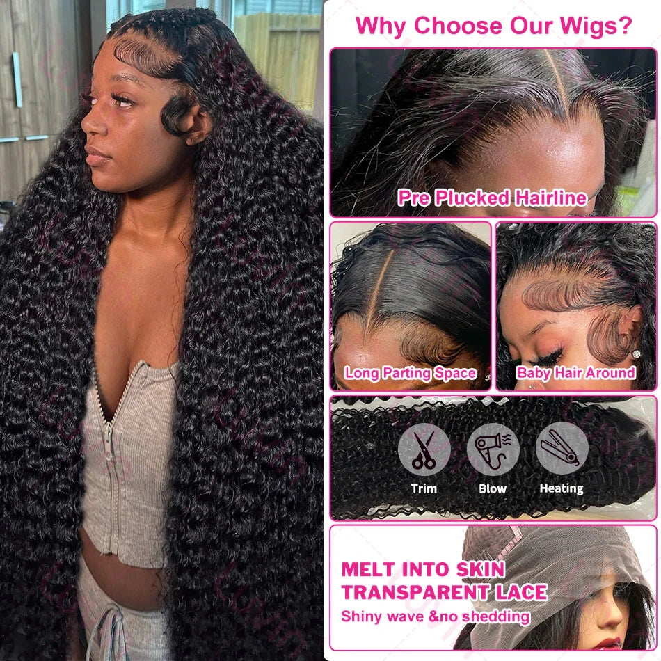 13x6 Hd Lace Frontal Wig 13x4 Curly Human Hair Wigs Water Wave Human Hair Wig Inch Loose Deep Wave Brazilian Choice Black