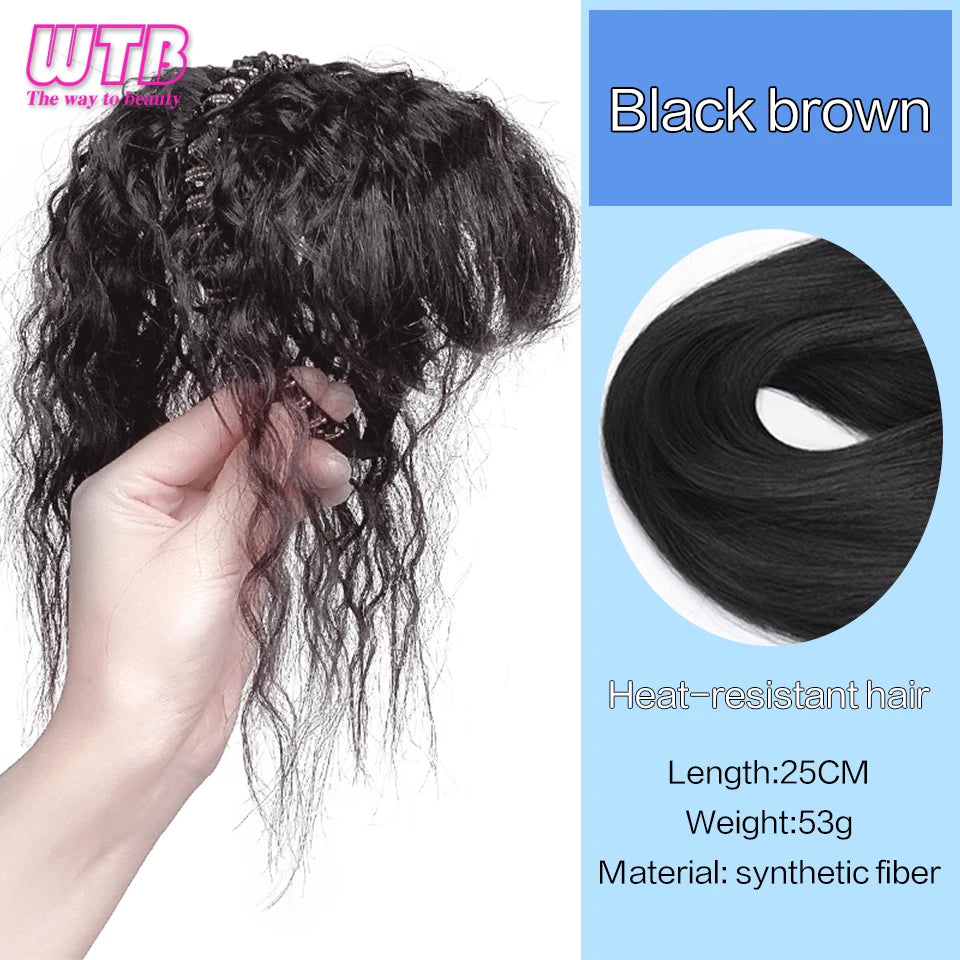 WTB Hairband wig bangs wig female one natural curly hair covered white hair on the top of the head thin bangs wig piece