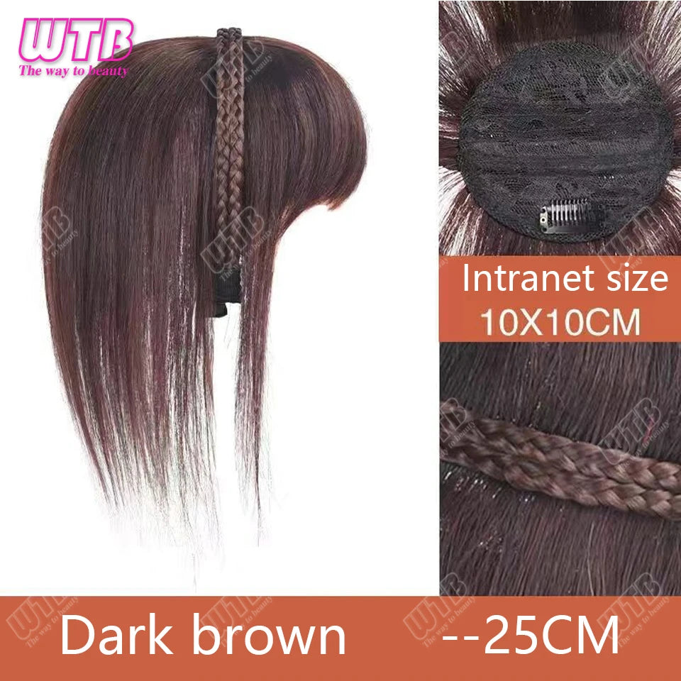 WTB Hairband wig bangs wig female one natural curly hair covered white hair on the top of the head thin bangs wig piece