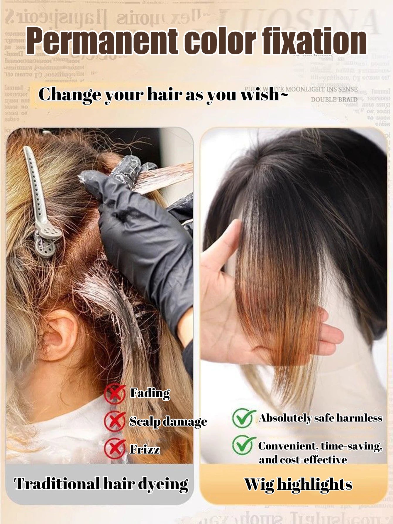 OLACARE Synthetic Bangs Wig For Women On Top Of Head To Cover White Hair And Increase Hair Volume Wig Pieces