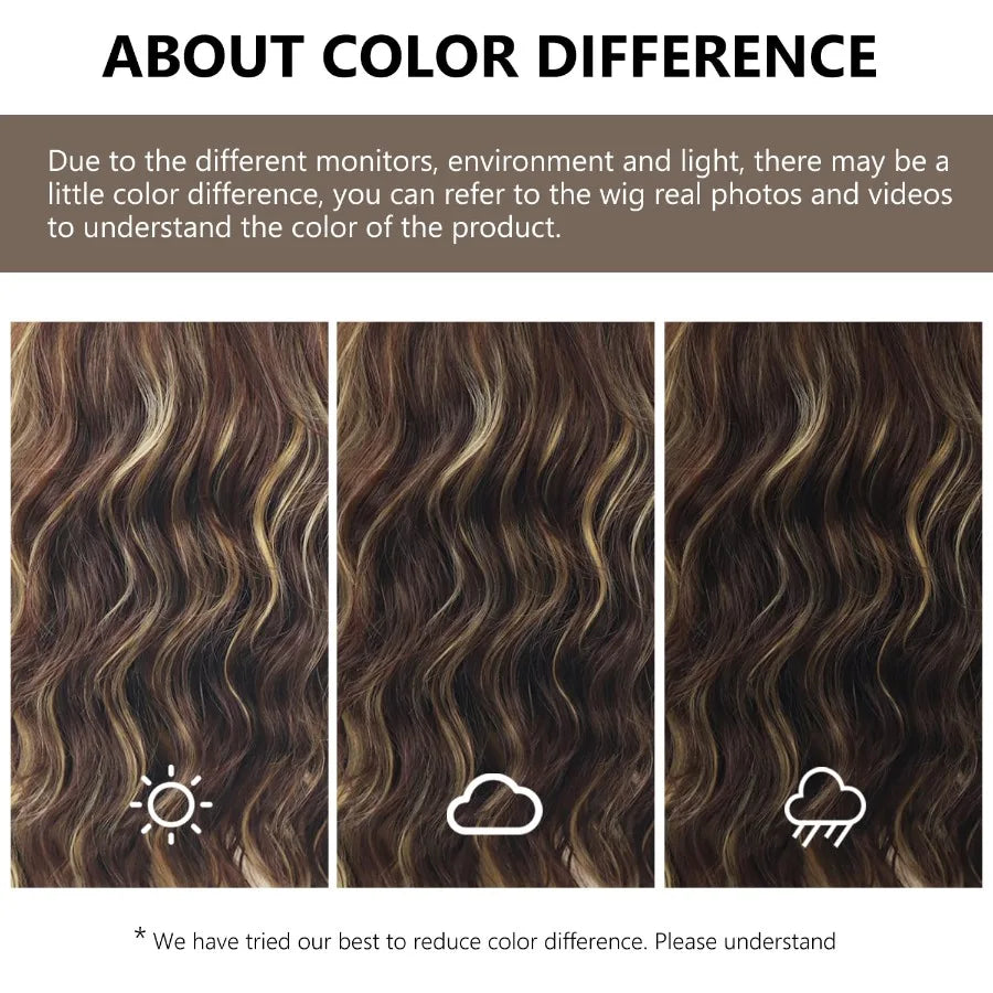 Medium length brown wigs featuring short curly brown mixed blonde wig with bangs synthetic hair wavy layered bo