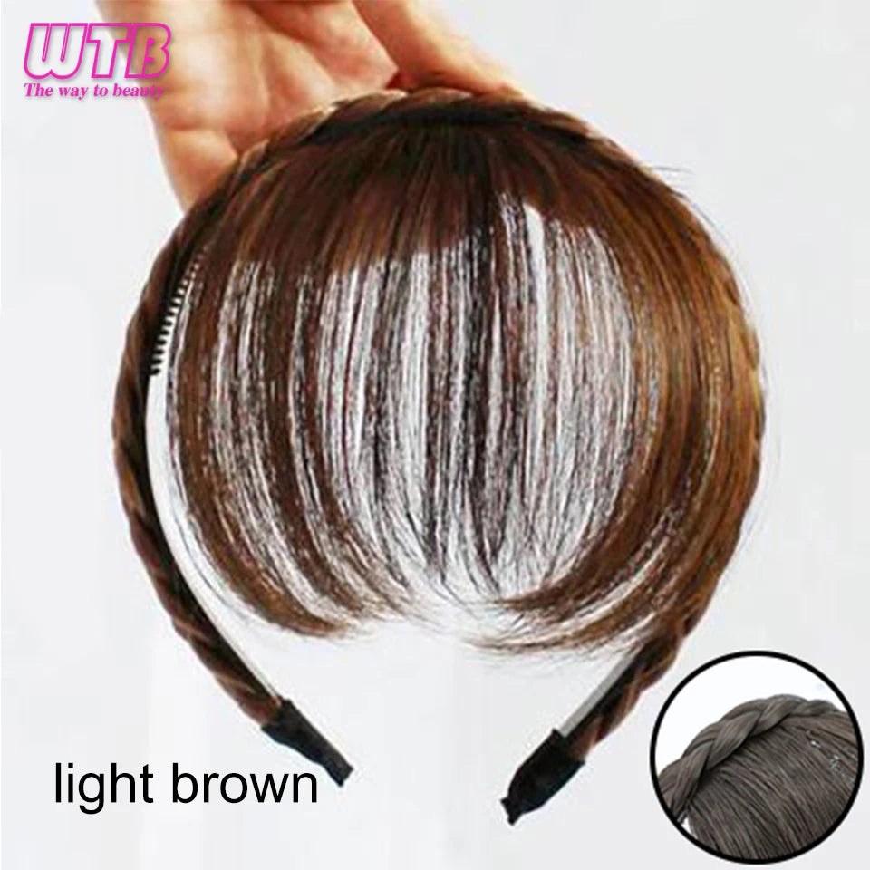 WTB Hairband wig bangs wig female one natural curly hair covered white hair on the top of the head thin bangs wig piece