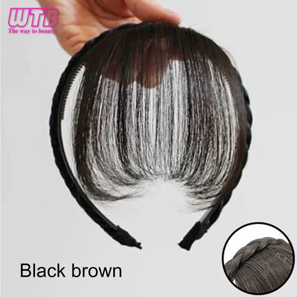 WTB Hairband wig bangs wig female one natural curly hair covered white hair on the top of the head thin bangs wig piece
