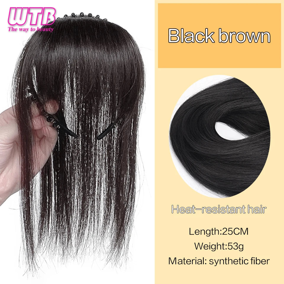WTB Hairband wig bangs wig female one natural curly hair covered white hair on the top of the head thin bangs wig piece