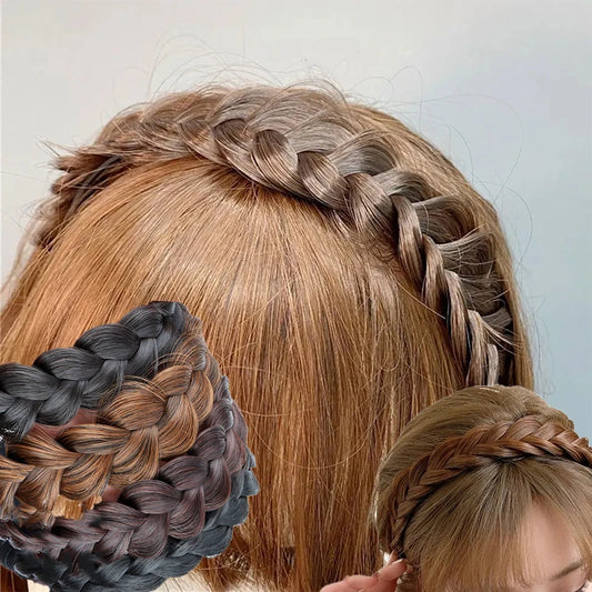Women Synthetic Wig Twist  Braided Headband Hoop Fashion Hair Accessories Elastic Non-slip Band For Women And Girl
