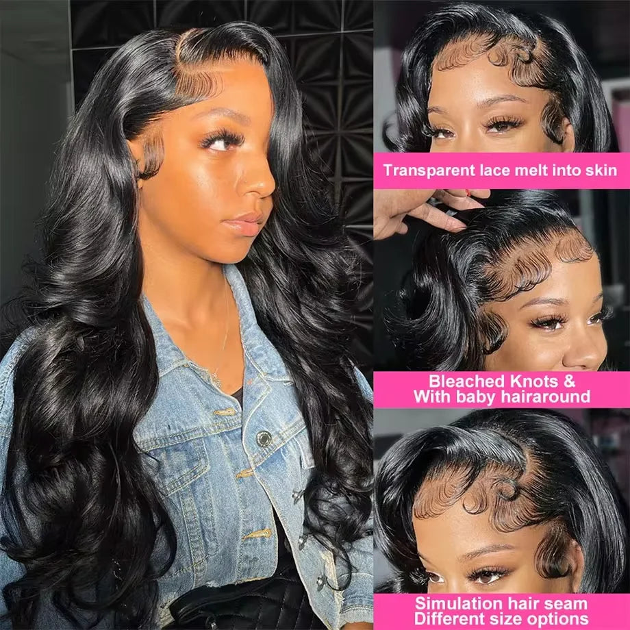 Body Wave 13x6 HD Transparent Lace Frontal Natural Color Brazilian Human Hair Wig For Black Women