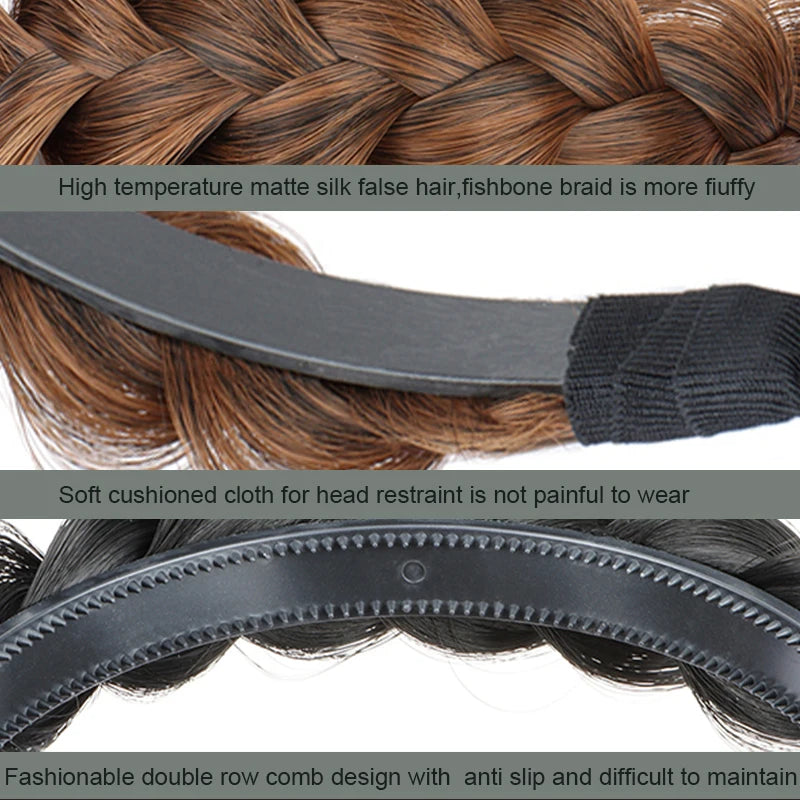 Women Synthetic Wig Twist  Braided Headband Hoop Fashion Hair Accessories Elastic Non-slip Band For Women And Girl