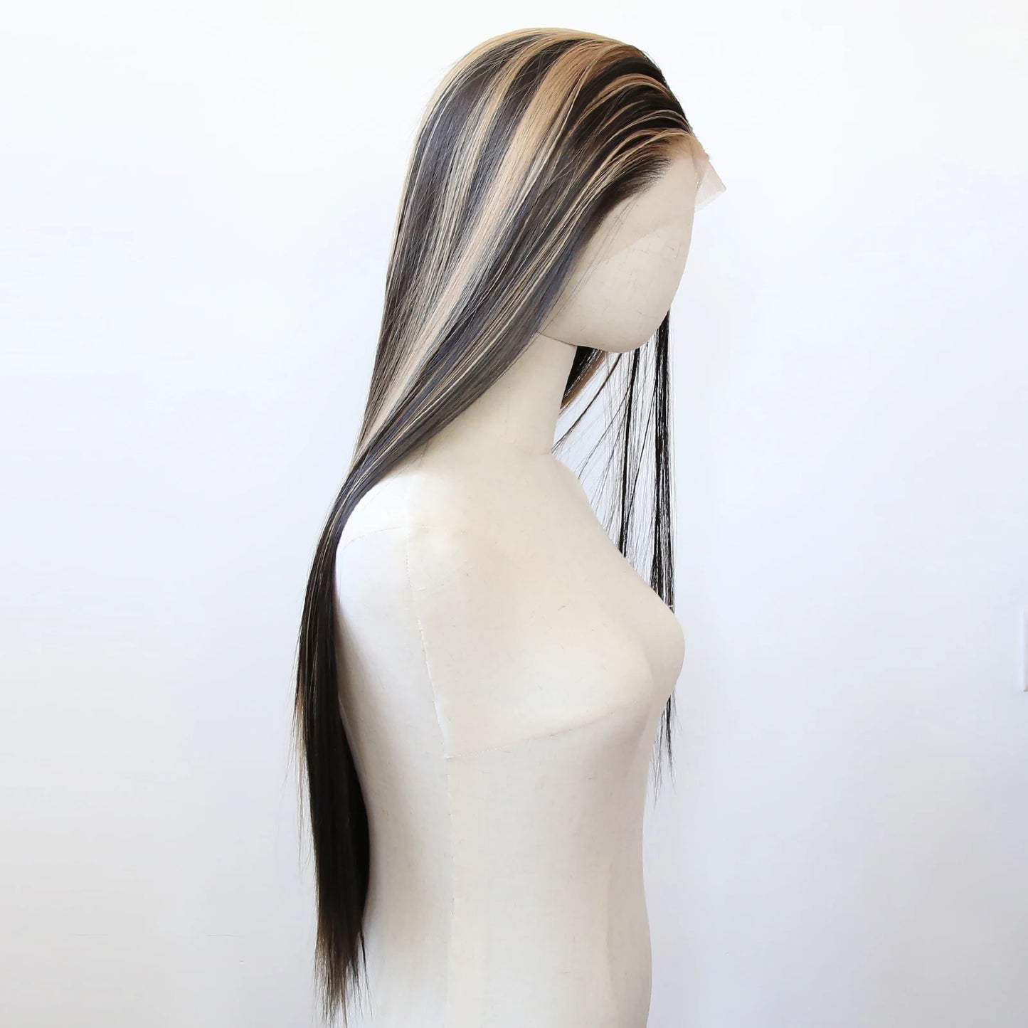 Balayage Wig Black Highlight #27 Middle Part Synthetic Lace Front Wigs for Black Women Pre Plucked Heat Resistant Fiber Hair