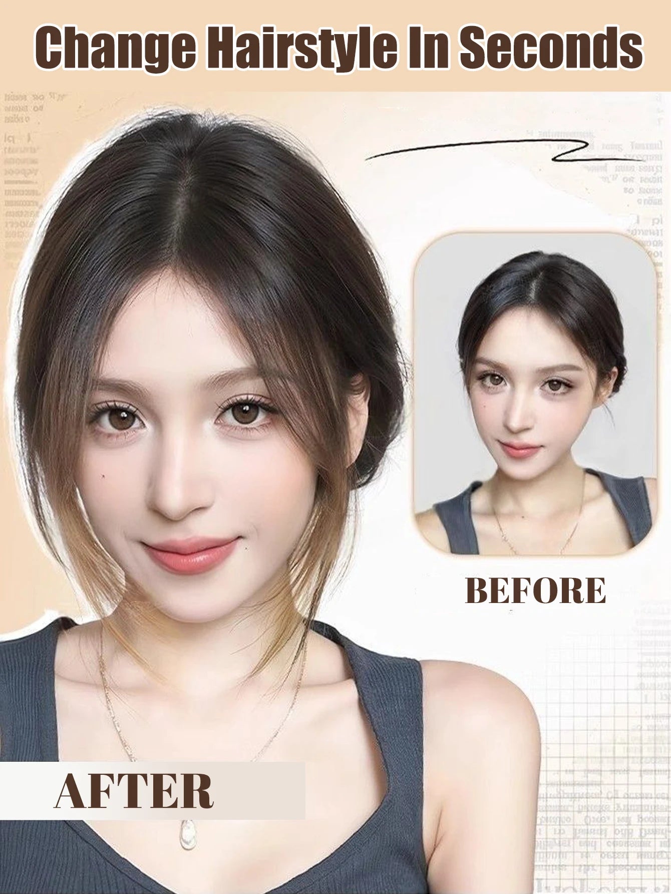 OLACARE Synthetic Bangs Wig For Women On Top Of Head To Cover White Hair And Increase Hair Volume Wig Pieces