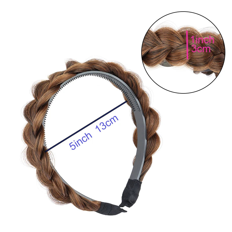 Women Synthetic Wig Twist  Braided Headband Hoop Fashion Hair Accessories Elastic Non-slip Band For Women And Girl