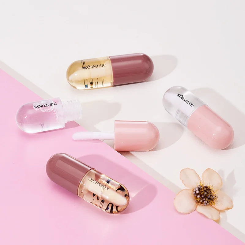 Long Lasting Lip Plumper Oil Serum Day Night Repair Moisturizing Lip Oil Set Plumping Lip Gloss Makeup Sexy Lip Glow Oil Care