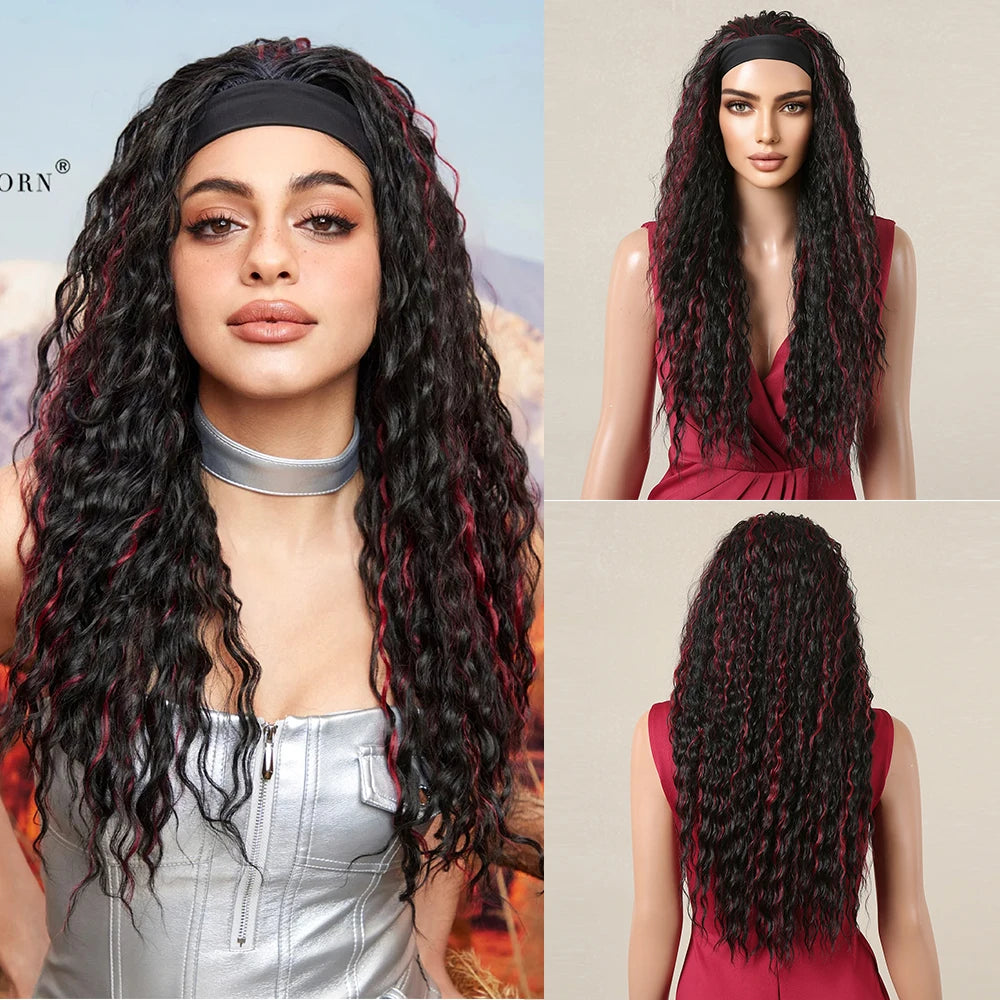 Headband Synthetic Wigs Heat Resistant