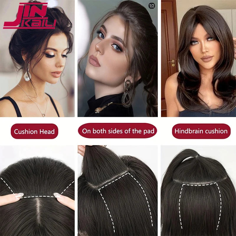 Synthetic Wig For Women Hair Top Replacement Patch Thickening Hair Volume Fluffy One Piece Hair Cushion Patch
