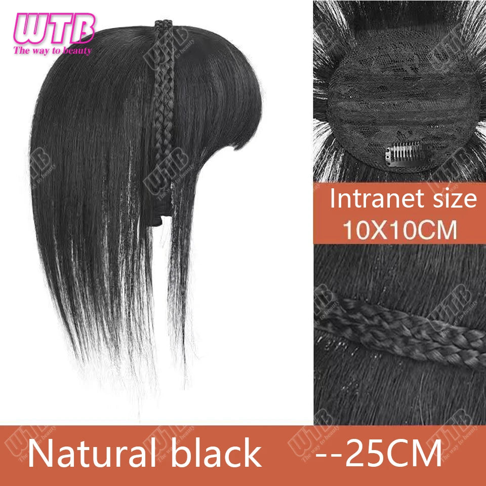 WTB Hairband wig bangs wig female one natural curly hair covered white hair on the top of the head thin bangs wig piece