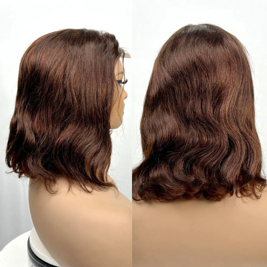 Body Wave Human Hair Wigs 12inch 250 density 12A 100% Human Hair 4x4 Transparent Lace Closure Wavy Hair Wigs for Women