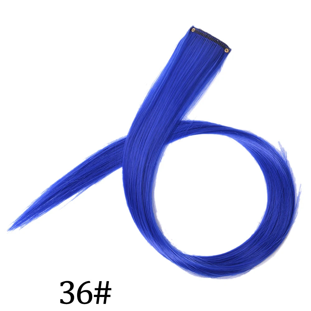 Synthetic Long Straight One Clip In Hair Extensions High Temperature Hairpieces Rainbow Colors Brown For White Women Chorliss