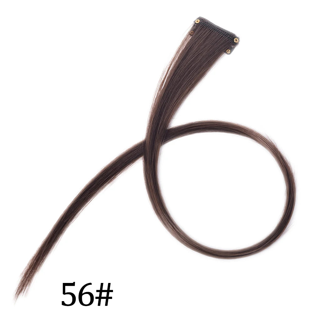 Synthetic Long Straight One Clip In Hair Extensions High Temperature Hairpieces Rainbow Colors Brown For White Women Chorliss