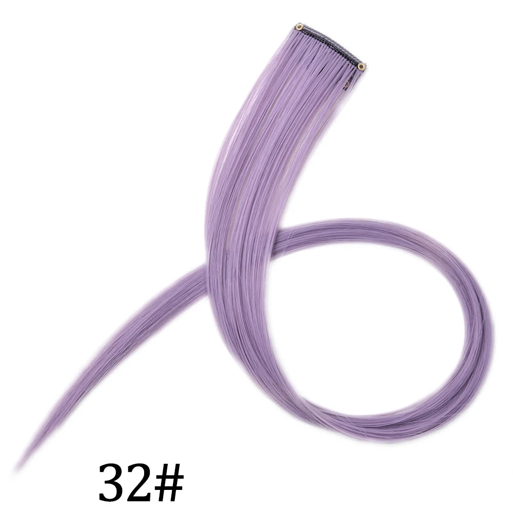 Synthetic Long Straight One Clip In Hair Extensions High Temperature Hairpieces Rainbow Colors Brown For White Women Chorliss