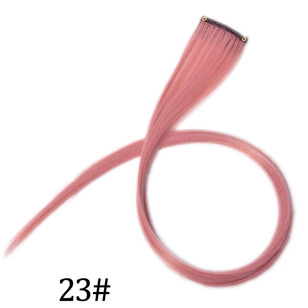 Synthetic Long Straight One Clip In Hair Extensions High Temperature Hairpieces Rainbow Colors Brown For White Women Chorliss