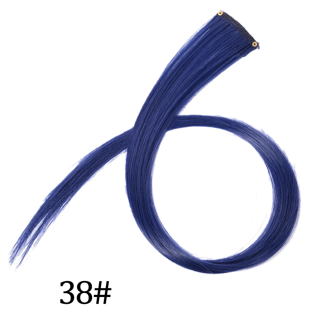 Synthetic Long Straight One Clip In Hair Extensions High Temperature Hairpieces Rainbow Colors Brown For White Women Chorliss