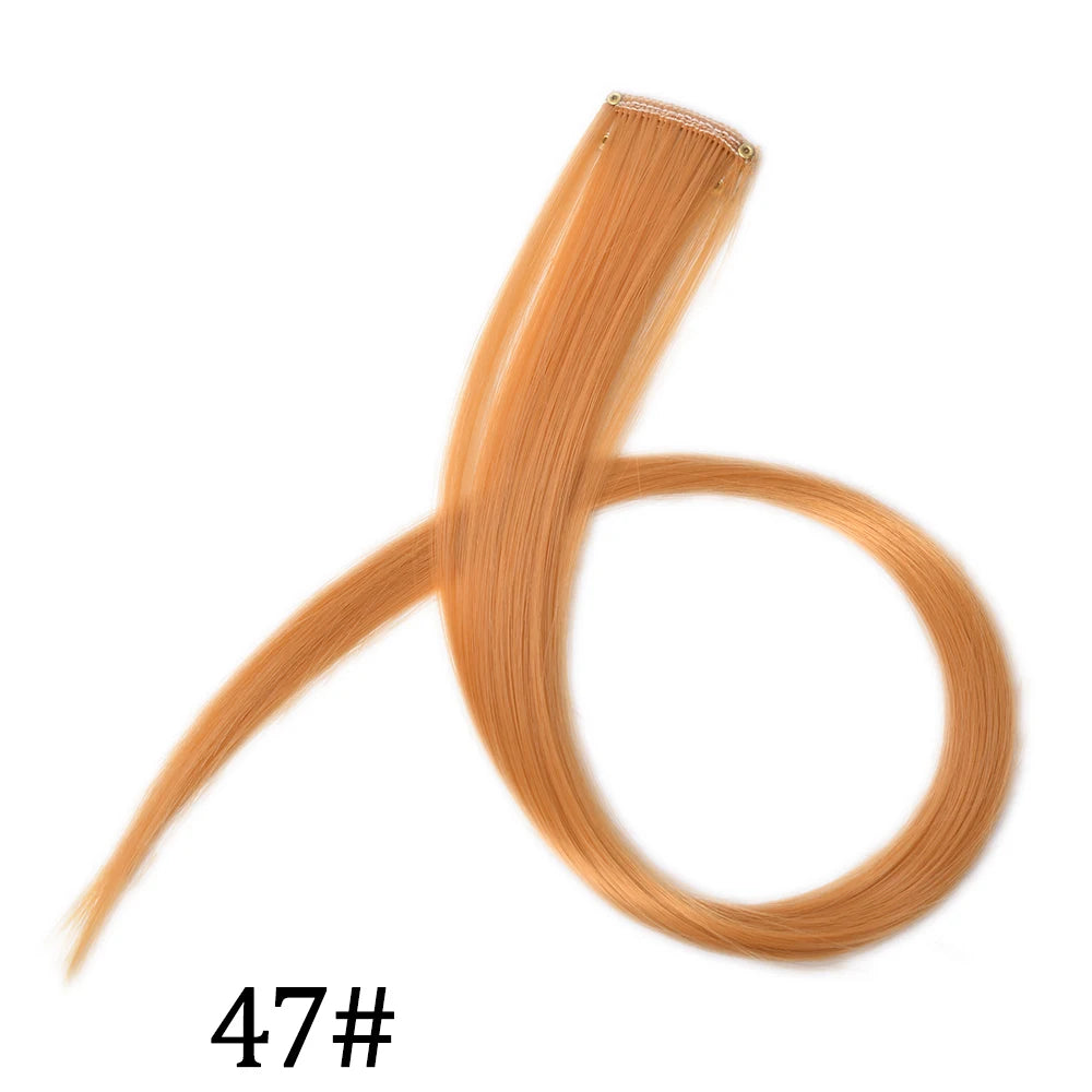 Synthetic Long Straight One Clip In Hair Extensions High Temperature Hairpieces Rainbow Colors Brown For White Women Chorliss