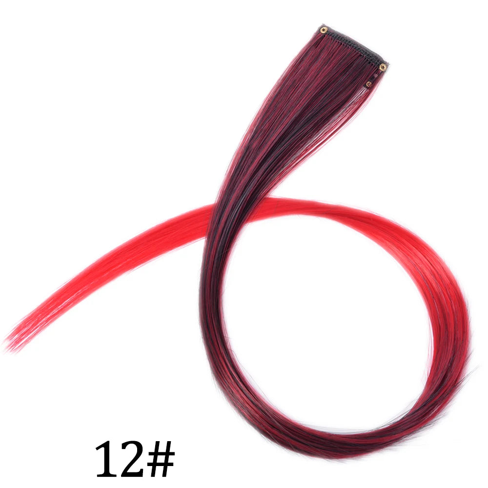 Synthetic Long Straight One Clip In Hair Extensions High Temperature Hairpieces Rainbow Colors Brown For White Women Chorliss