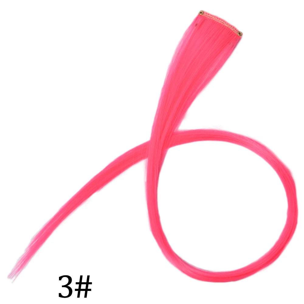 Synthetic Long Straight One Clip In Hair Extensions High Temperature Hairpieces Rainbow Colors Brown For White Women Chorliss