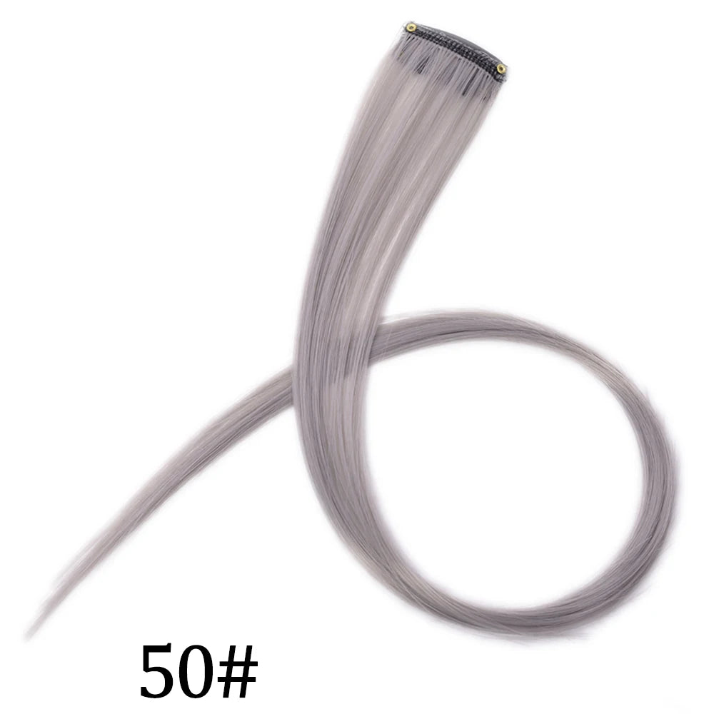 Synthetic Long Straight One Clip In Hair Extensions High Temperature Hairpieces Rainbow Colors Brown For White Women Chorliss