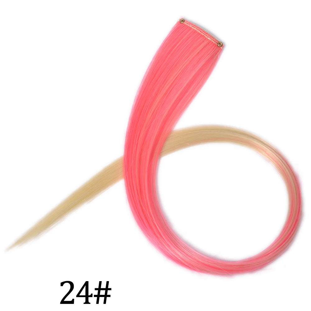 Synthetic Long Straight One Clip In Hair Extensions High Temperature Hairpieces Rainbow Colors Brown For White Women Chorliss