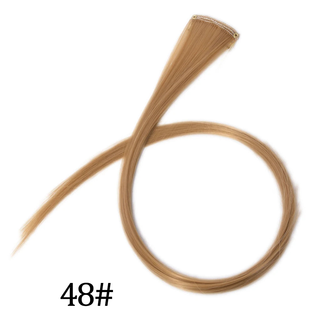 Synthetic Long Straight One Clip In Hair Extensions High Temperature Hairpieces Rainbow Colors Brown For White Women Chorliss