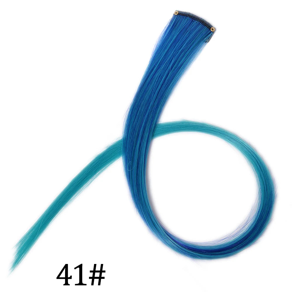 Synthetic Long Straight One Clip In Hair Extensions High Temperature Hairpieces Rainbow Colors Brown For White Women Chorliss