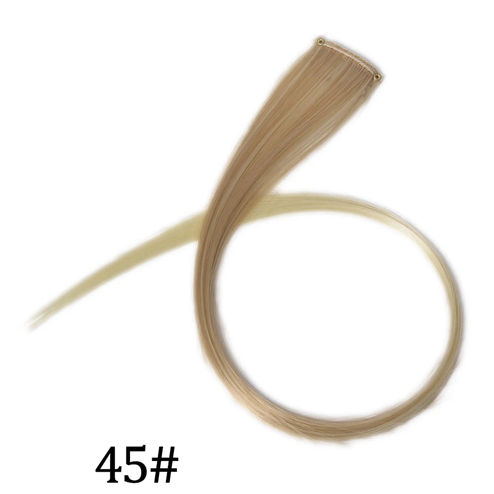 Synthetic Long Straight One Clip In Hair Extensions High Temperature Hairpieces Rainbow Colors Brown For White Women Chorliss