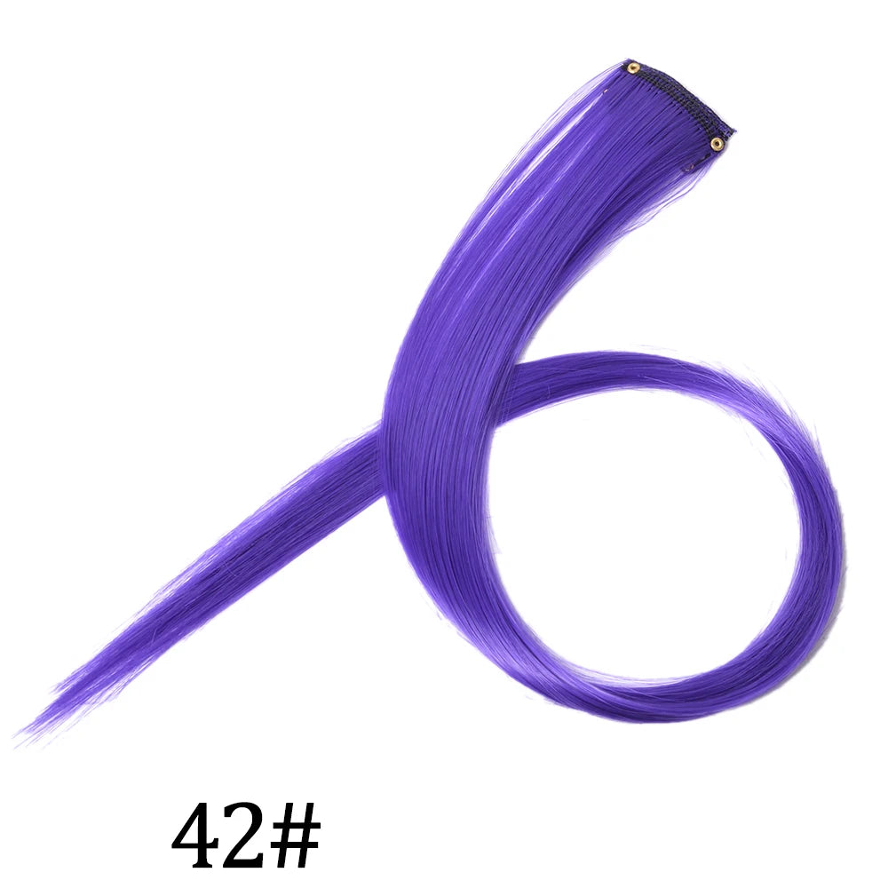 Synthetic Long Straight One Clip In Hair Extensions High Temperature Hairpieces Rainbow Colors Brown For White Women Chorliss