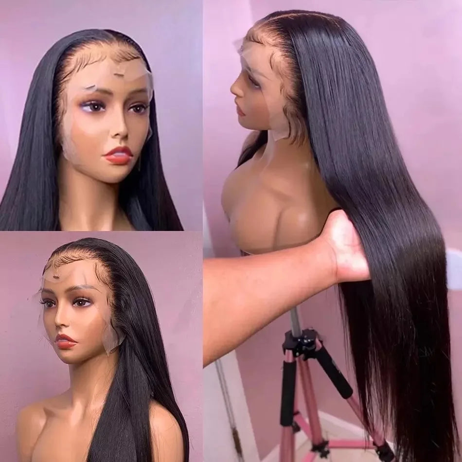 HD Transparent 13x6 Lace Front Human Hair Wigs For Women Pre Plucked Raw Indian Bone Straight 13x4 Lace Frontal Human Hair Wigs