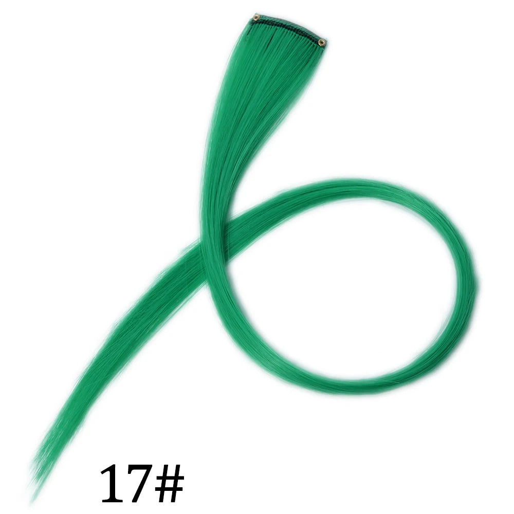 Synthetic Long Straight One Clip In Hair Extensions High Temperature Hairpieces Rainbow Colors Brown For White Women Chorliss